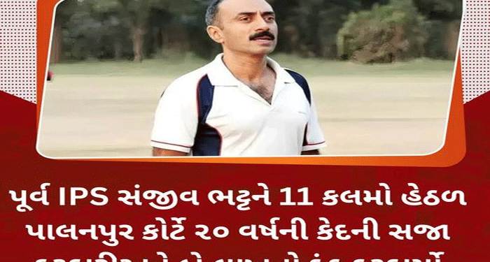 પૂર્વ IPS સંજીવ ભટ્ટને 11 કલમો હેઠળ પાલનપુર કોર્ટે ૨૦ વર્ષની કેદની સજા ફટકારીઅને બે લાખનો દંડ ફટકાર્યો