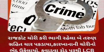 રાજકોટ ચોરી કરી ભાગી રહેલા બે તરુણ સહિત ચાર પકડાયા,કારખાનાની ચોરીનો ભેદ ઉકેલાયો, કુવાડવા રોડ પરથી LCB ઝોન-1 ટીમે ઝડપી લીધા..
