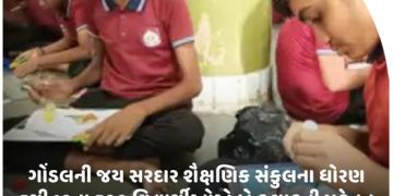 ગોંડલની જય સરદાર શૈક્ષણિક સંકુલના ધોરણ 5થી 10ના 500 વિદ્યાર્થીઓએ બે કલાકની મહેનત કરીને બનાવી રાખડી