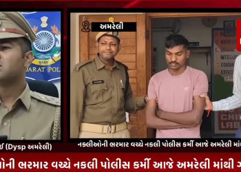 નક્લીઓની ભરમાર વચ્ચે નકલી પોલીસ કર્મી આજે અમરેલી માંથી ઝડપાયો હતો ને પોલીસની વર્દી પહેરીને અમરેલીના એસટી બસ સ્ટેન્ડમાં આંટો મારતો હોવાની પૂર્વ બાતમીને આધારે અમરેલી એલ.સી.બી. એ જડપી પાડ્યો હતો ને નકલી પોલી બનીને કોઈ ને છેતરપિંડી કરી છે કે નહિ તે અંગે પોલીસે વિધિવત તપાસ શરૂ કરી છે ત્યારે કોણ છે આ નકલી પોલીસ જોઈએ આ સ્પેશ્યલ રિપોર્ટમાં