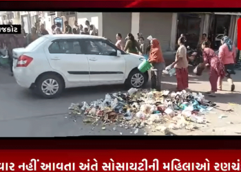 રાજકોટના વોર્ડ નંબર 12 માં આવેલી હિમાલય સોસાયટીમાં છેલ્લા 20 દિવસથી ગાર્બેજ કલેક્શન કરતી ટીપ્પર વાર નહીં આવતા અંતે સોસાયટીની મહિલાઓ રણચંડી બની હતી અને ઘરનો કચરો રસ્તા પર ફેંકી વિરોધ કરવામાં આવ્યો હતો.