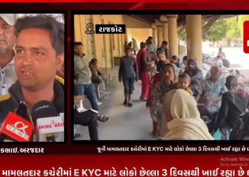 રાજકોટની જૂની મામલતદાર કચેરીમાં E KYC માટે લોકો છેલ્લા 3 દિવસથી ખાઈ રહ્યા છે ધક્કા,સર્વર ડાઉન,લાઈટ પ્રોબ્લેમ જેવી સમસ્યાઓ કહી ઝોનલ અધિકારીઓ કરી રહ્યા છે ઢાંક પિછોડો.