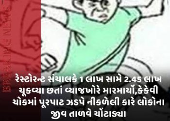 રેસ્ટોરન્ટ સંચાલકે 1 લાખ સામે 2.45 લાખ ચૂકવ્યા છતાં વ્યાજખોરે મારમાર્યો,કેકેવી ચોકમાં પૂરપાટ ઝડપે નીકળેલી કારે લોકોના જીવ તાળવે ચોંટાડ્યા