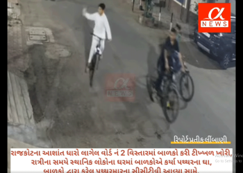 રાજકોટના વોર્ડ નં 2ના અશાંત ધારા વિસ્તારમાં બાળકો દ્વારા રાત્રીના સમયે સ્થાનિકોના ઘરમાં કરેલ પથ્થરબાજીના સીસીટીવી આવ્યા સામે.