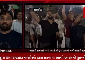 આજરોજ ભારત અને ઓસ્ટ્રેલિયા વચ્ચે રમાયેલ સેમી ફાયનલ મેચમાં ભારતની જીત થતાં રાજકોટ વાસીઓ દ્વારા કરવામાં આવી ભારતની જીતની ઉજવણી.