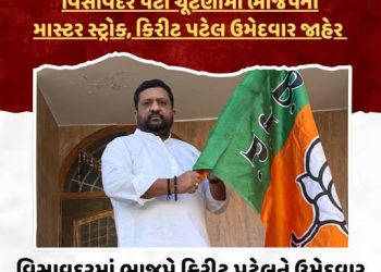 વિસાવદરમાં ભાજપે કિરીટ પટેલને ઉમેદવાર તરીકે જાહેર કર્યા, આમ આદમી પાર્ટી માંથી ગોપાલ ઈટાલિયા સામે ચૂંટણી જંગ
